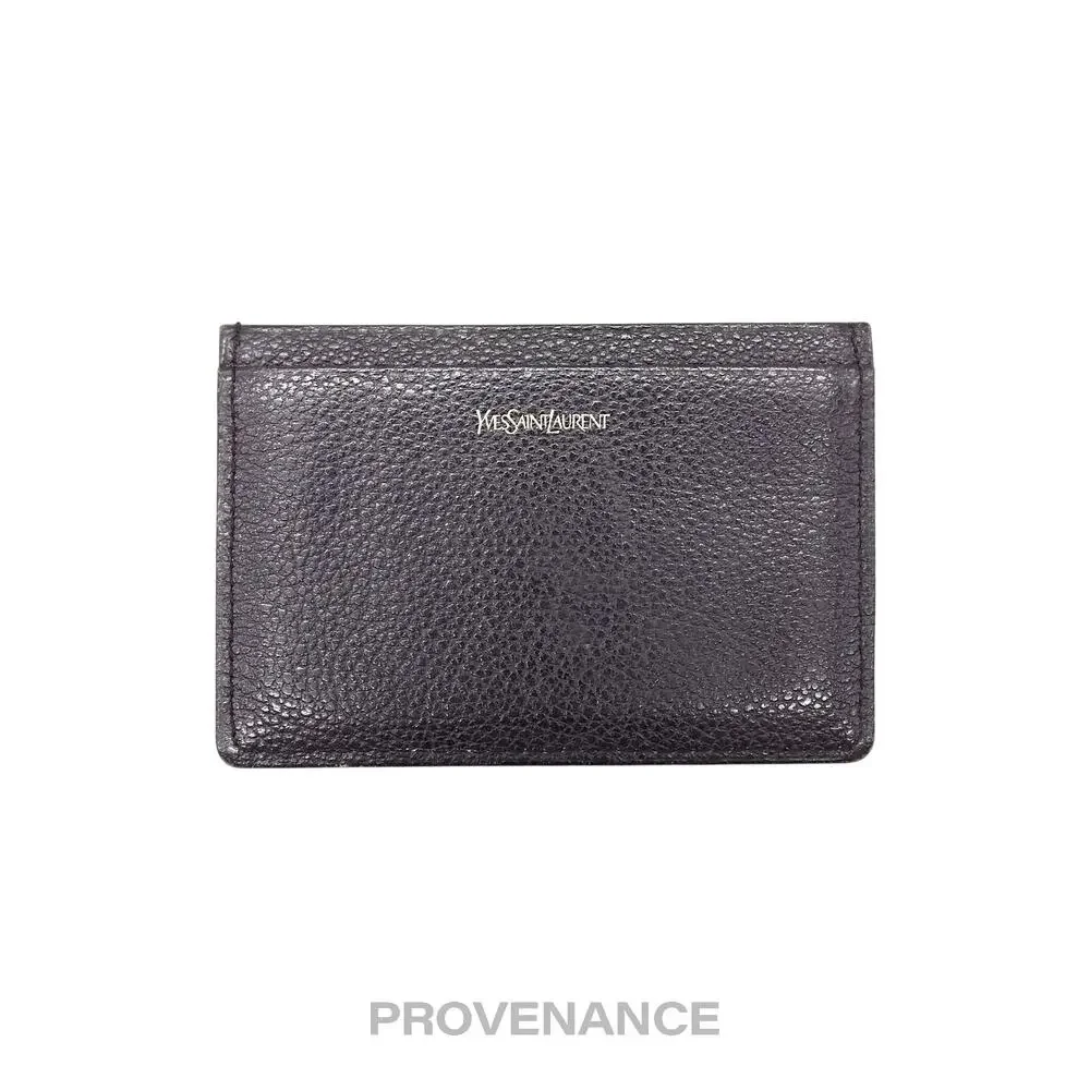 🔴 Saint Laurent Paris YSL Logo Card Holder Wallet - Black